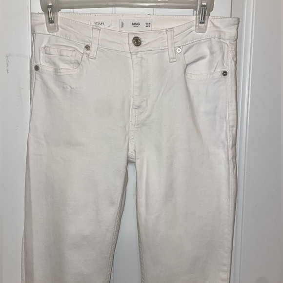 Mango Sculpt Cropped Hi-Rise Skinny Jeans Size 4 White - Picture 3 of 7